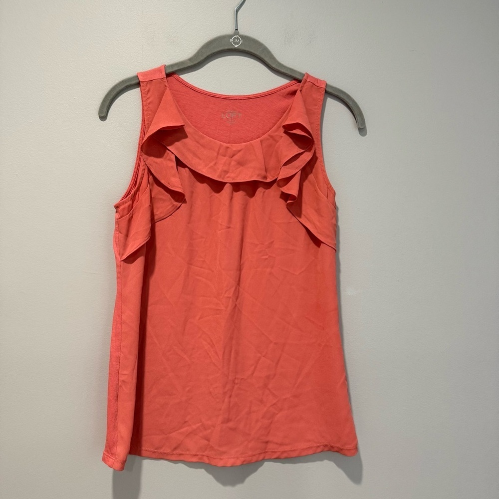 Loft Coral Sleeveless Ruffle Top